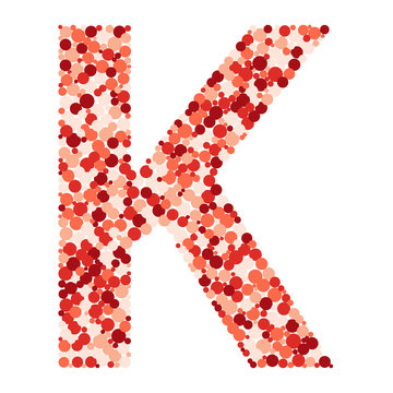 K letter color distributed circles dots illustration