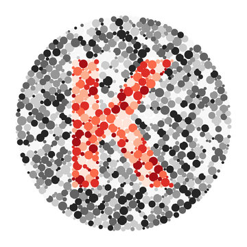 K letter color distributed circles dots illustration