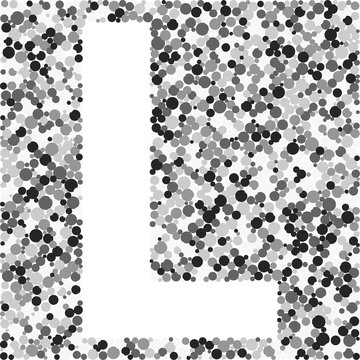 L letter color distributed circles dots illustration