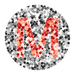 M letter color distributed circles dots illustration