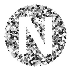 N letter color distributed circles dots illustration
