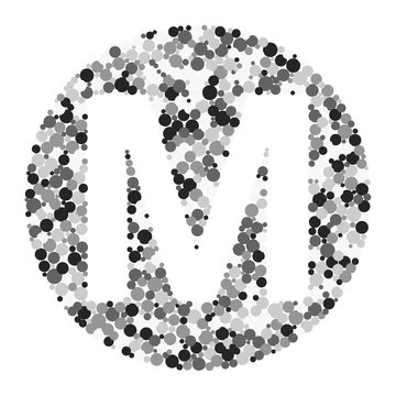 M letter color distributed circles dots illustration