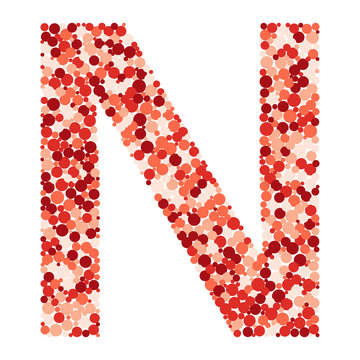 N letter color distributed circles dots illustration