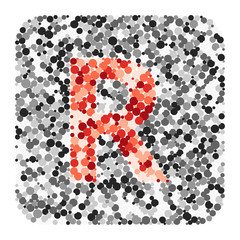 R letter color distributed circles dots illustration