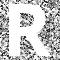 R letter color distributed circles dots illustration