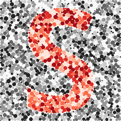 S letter color distributed circles dots illustration