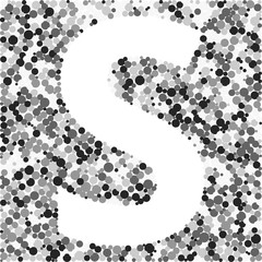 S letter color distributed circles dots illustration