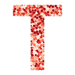 T letter color distributed circles dots illustration