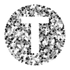 T letter color distributed circles dots illustration