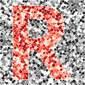 R letter color distributed circles dots illustration
