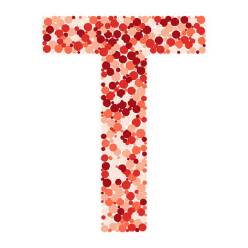 T letter color distributed circles dots illustration