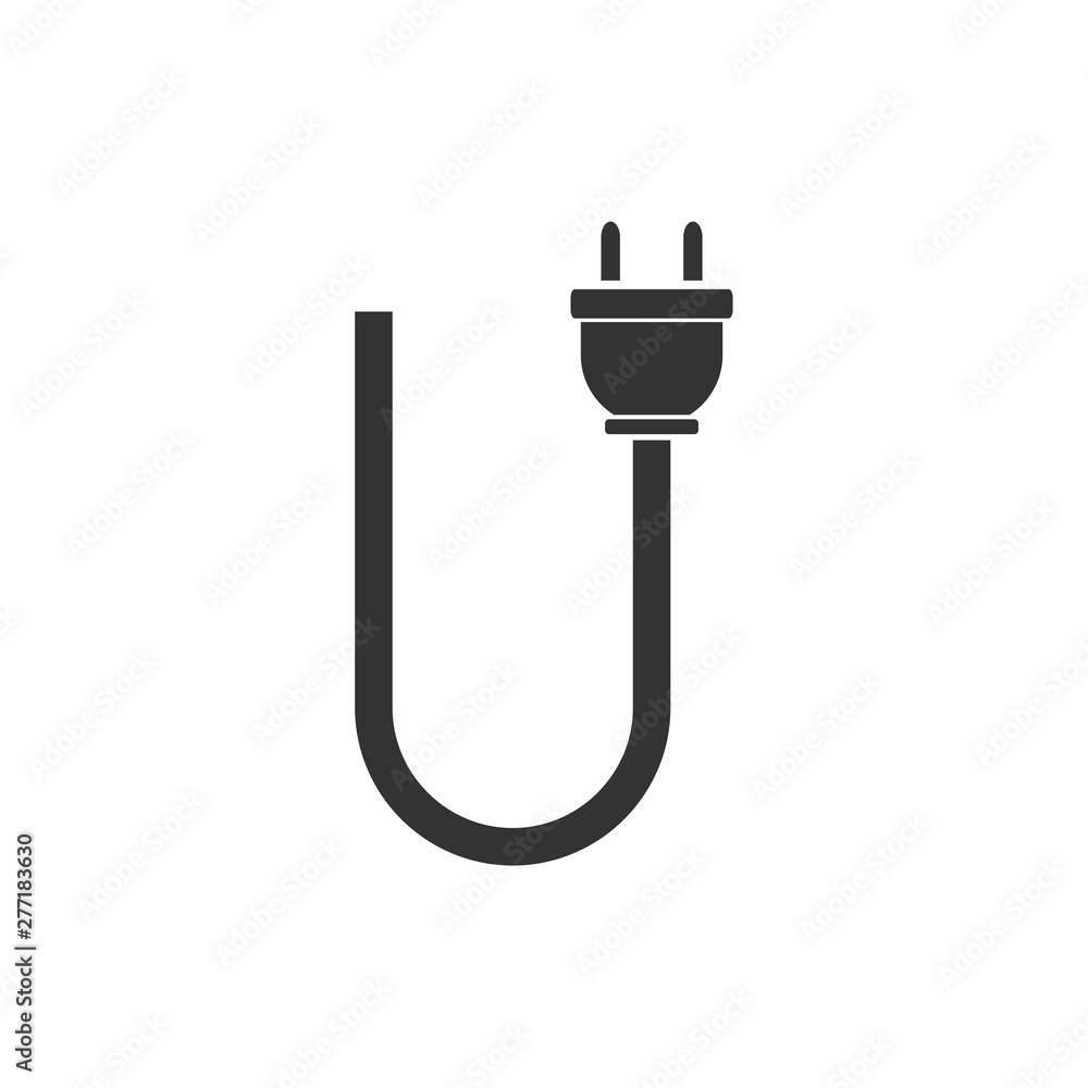 Aufkleber plug cable icon template black color editable. plug cable symbol vector sign isolated on white backg