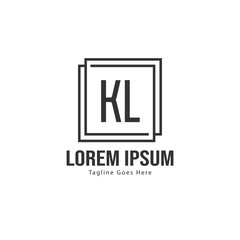 Initial KL logo template with modern frame. Minimalist KL letter logo vector illustration