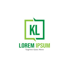 Initial KL logo template with modern frame. Minimalist KL letter logo vector illustration