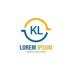 Initial KL logo template with modern frame. Minimalist KL letter logo vector illustration