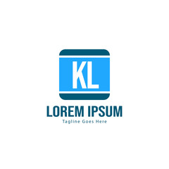 Initial KL logo template with modern frame. Minimalist KL letter logo vector illustration
