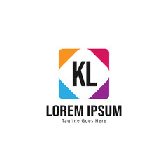 Initial KL logo template with modern frame. Minimalist KL letter logo vector illustration