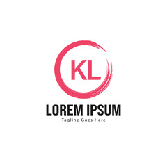 Initial KL logo template with modern frame. Minimalist KL letter logo vector illustration