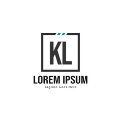 Initial KL logo template with modern frame. Minimalist KL letter logo vector illustration