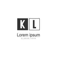 Initial KL logo template with modern frame. Minimalist KL letter logo vector illustration