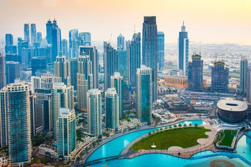 Gordijnen Dubai downtown streets and residential buildings © creativefamily