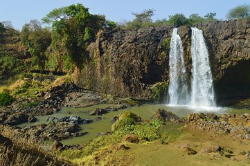 Tis ISAT waterfall on the Blue Nile river In the Ethiopian Amhara region.