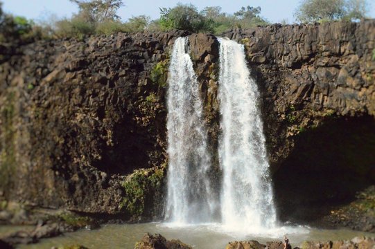 Tis ISAT waterfall on the Blue Nile river In the Ethiopian Amhara region.