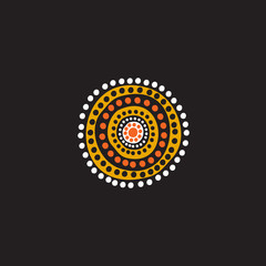 Aboriginal art dots painting icon logo design vector template