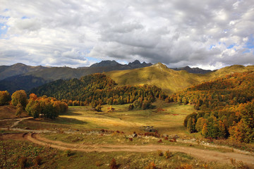 Autumn in the Caucasus Mountains.