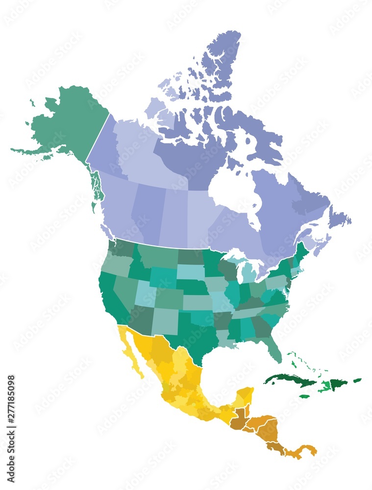 Canvas Prints Map of North America