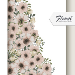 Greeting card with flowers, watercolor. Vector frame