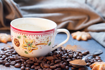 cup with coffee beans