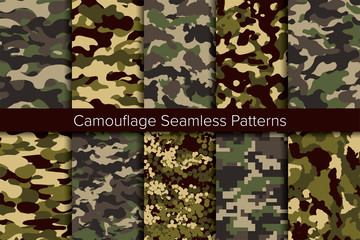 Seamless vector pattern set. Camouflage background. カモフラージュ背景のベクターパターンセット © tabosan