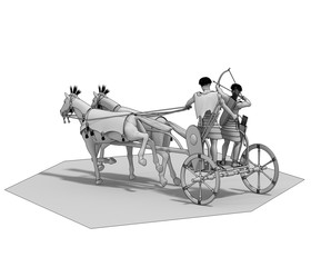 3d render, persian chariot, illustration