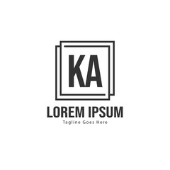 Initial KA logo template with modern frame. Minimalist KA letter logo vector illustration