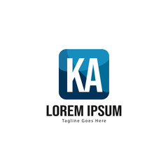 Initial KA logo template with modern frame. Minimalist KA letter logo vector illustration