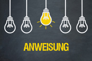 Anweisung / Tafel mit Glühbirnen