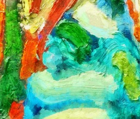 Macro detailed splashes and strokes of oil brush on paper. Simple colorful bright pattern. Old vintage rough texture. HQ design pattern. Shape close up painting.