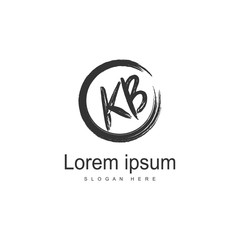 Initial KB logo template with modern frame. Minimalist KB letter logo vector illustration