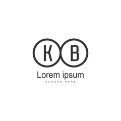 Initial KB logo template with modern frame. Minimalist KB letter logo vector illustration
