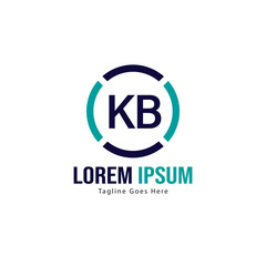 Initial KB logo template with modern frame. Minimalist KB letter logo vector illustration