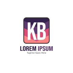 Initial KB logo template with modern frame. Minimalist KB letter logo vector illustration