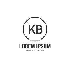 Initial KB logo template with modern frame. Minimalist KB letter logo vector illustration