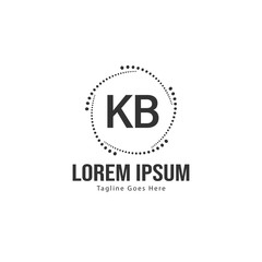 Initial KB logo template with modern frame. Minimalist KB letter logo vector illustration