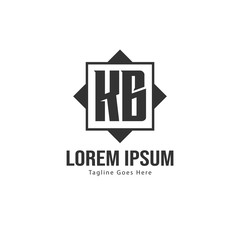 Initial KB logo template with modern frame. Minimalist KB letter logo vector illustration