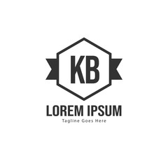 Initial KB logo template with modern frame. Minimalist KB letter logo vector illustration