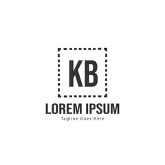 Initial KB logo template with modern frame. Minimalist KB letter logo vector illustration
