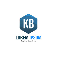 Initial KB logo template with modern frame. Minimalist KB letter logo vector illustration