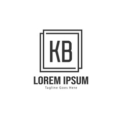 Initial KB logo template with modern frame. Minimalist KB letter logo vector illustration