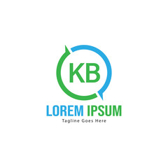 Initial KB logo template with modern frame. Minimalist KB letter logo vector illustration